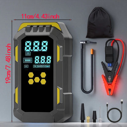 12V Durable 2-in-1 Car Jump Starter & Tire Air Compressor - 150PSI, -40°C-80°C Low-Temp Operation, USB Port for Phones