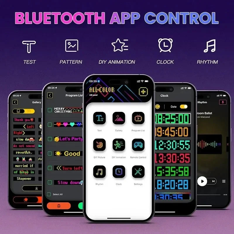 App-Controlled LED Scrolling Display Sign – Programmable Devil Eyes & Custom Text USB Light for Car & Truck