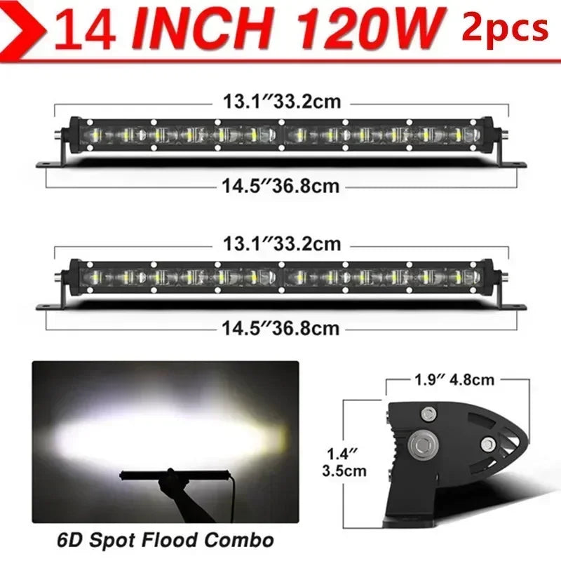 6D LED Light Bar – High-Intensity Off-Road Driving Light (Multiple Sizes & Sets)