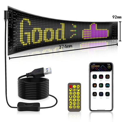 App-Controlled LED Scrolling Display Sign – Programmable Devil Eyes & Custom Text USB Light for Car & Truck
