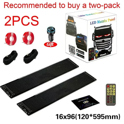 App-Controlled LED Scrolling Display Sign – Programmable Devil Eyes & Custom Text USB Light for Car & Truck