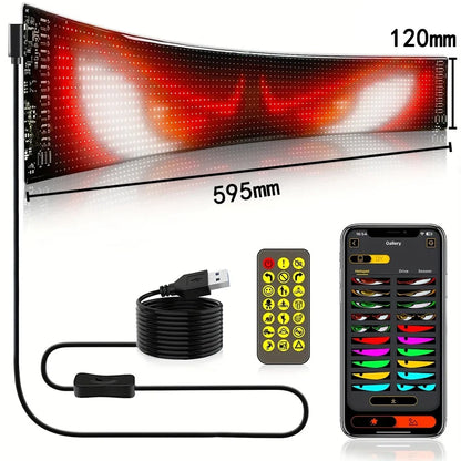 App-Controlled LED Scrolling Display Sign – Programmable Devil Eyes & Custom Text USB Light for Car & Truck