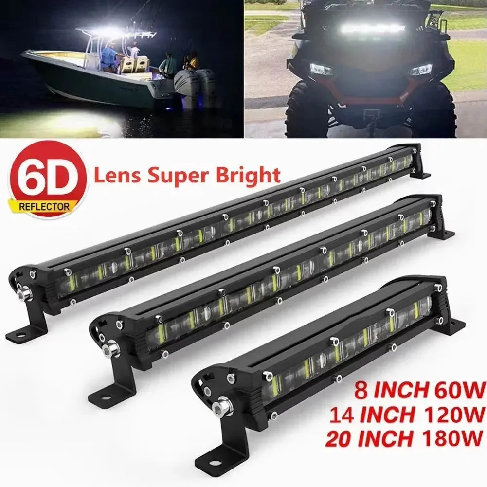 6D LED Light Bar – High-Intensity Off-Road Driving Light (Multiple Sizes & Sets)