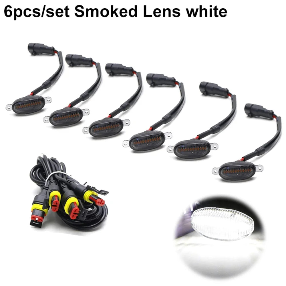 Smoked Lens Side Marker Light Covers – Amber & White (3–6 Piece Set)