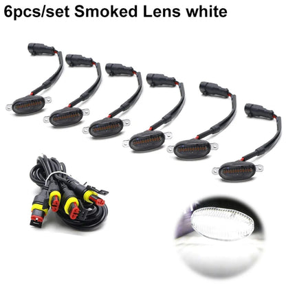 Smoked Lens Side Marker Light Covers – Amber & White (3–6 Piece Set)