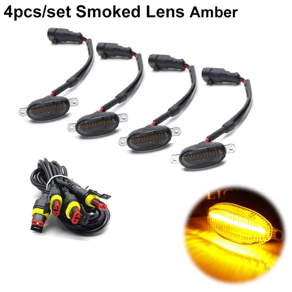 Smoked Lens Side Marker Light Covers – Amber & White (3–6 Piece Set)