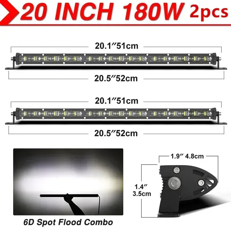 6D LED Light Bar – High-Intensity Off-Road Driving Light (Multiple Sizes & Sets)
