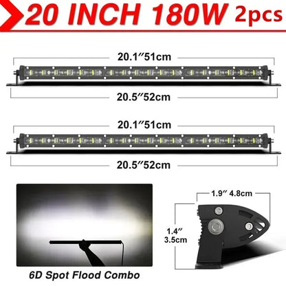 6D LED Light Bar – High-Intensity Off-Road Driving Light (Multiple Sizes & Sets)