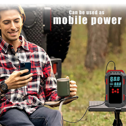 12V Durable 2-in-1 Car Jump Starter & Tire Air Compressor - 150PSI, -40°C-80°C Low-Temp Operation, USB Port for Phones