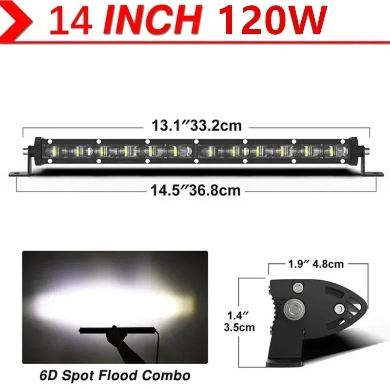 6D LED Light Bar – High-Intensity Off-Road Driving Light (Multiple Sizes & Sets)
