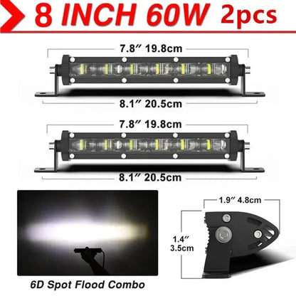6D LED Light Bar – High-Intensity Off-Road Driving Light (Multiple Sizes & Sets)