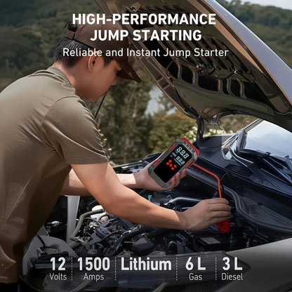 12V Durable 2-in-1 Car Jump Starter & Tire Air Compressor - 150PSI, -40°C-80°C Low-Temp Operation, USB Port for Phones