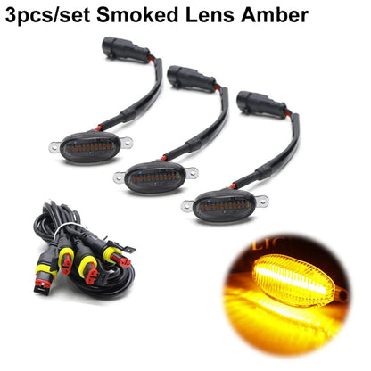 Smoked Lens Side Marker Light Covers – Amber & White (3–6 Piece Set)