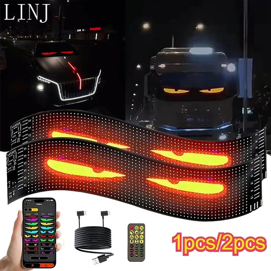 App-Controlled LED Scrolling Display Sign – Programmable Devil Eyes & Custom Text USB Light for Car & Truck