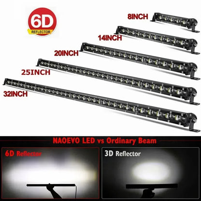 6D LED Light Bar – High-Intensity Off-Road Driving Light (Multiple Sizes & Sets)