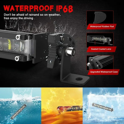 6D LED Light Bar – High-Intensity Off-Road Driving Light (Multiple Sizes & Sets)