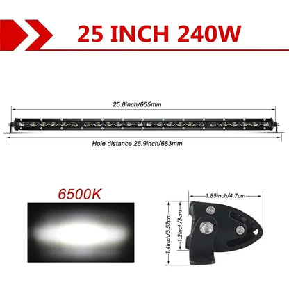 6D LED Light Bar – High-Intensity Off-Road Driving Light (Multiple Sizes & Sets)