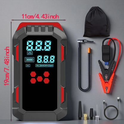 12V Durable 2-in-1 Car Jump Starter & Tire Air Compressor - 150PSI, -40°C-80°C Low-Temp Operation, USB Port for Phones