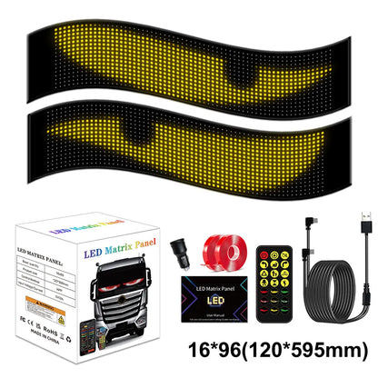 App-Controlled LED Scrolling Display Sign – Programmable Devil Eyes & Custom Text USB Light for Car & Truck