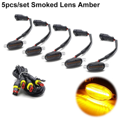 Smoked Lens Side Marker Light Covers – Amber & White (3–6 Piece Set)