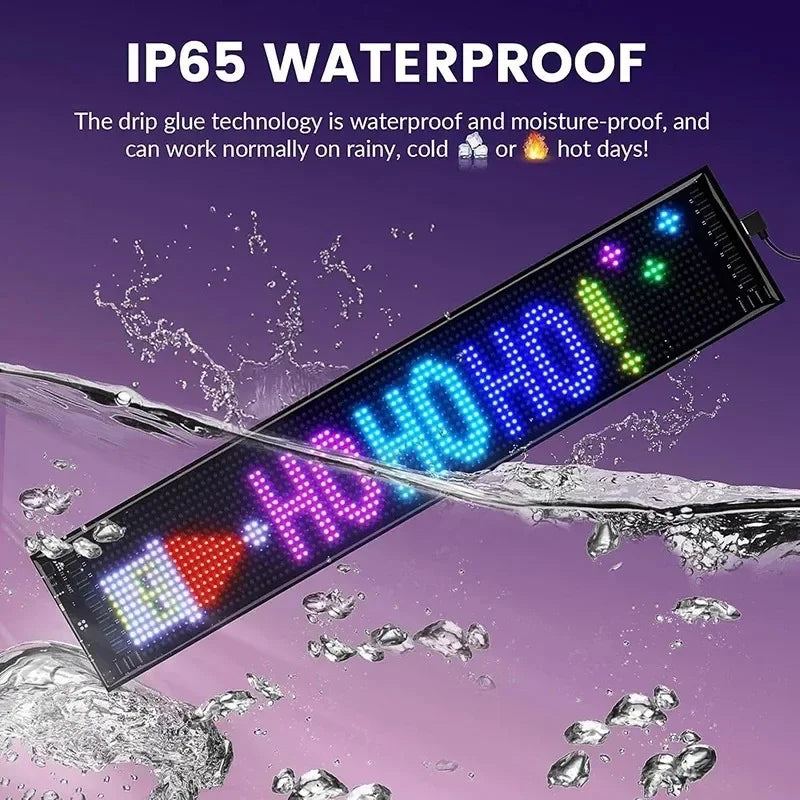 App-Controlled LED Scrolling Display Sign – Programmable Devil Eyes & Custom Text USB Light for Car & Truck